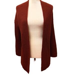 Vince Orange Oversized Ribbed Knit Open Front Cardigan Sweater - XS - Pre-Owned